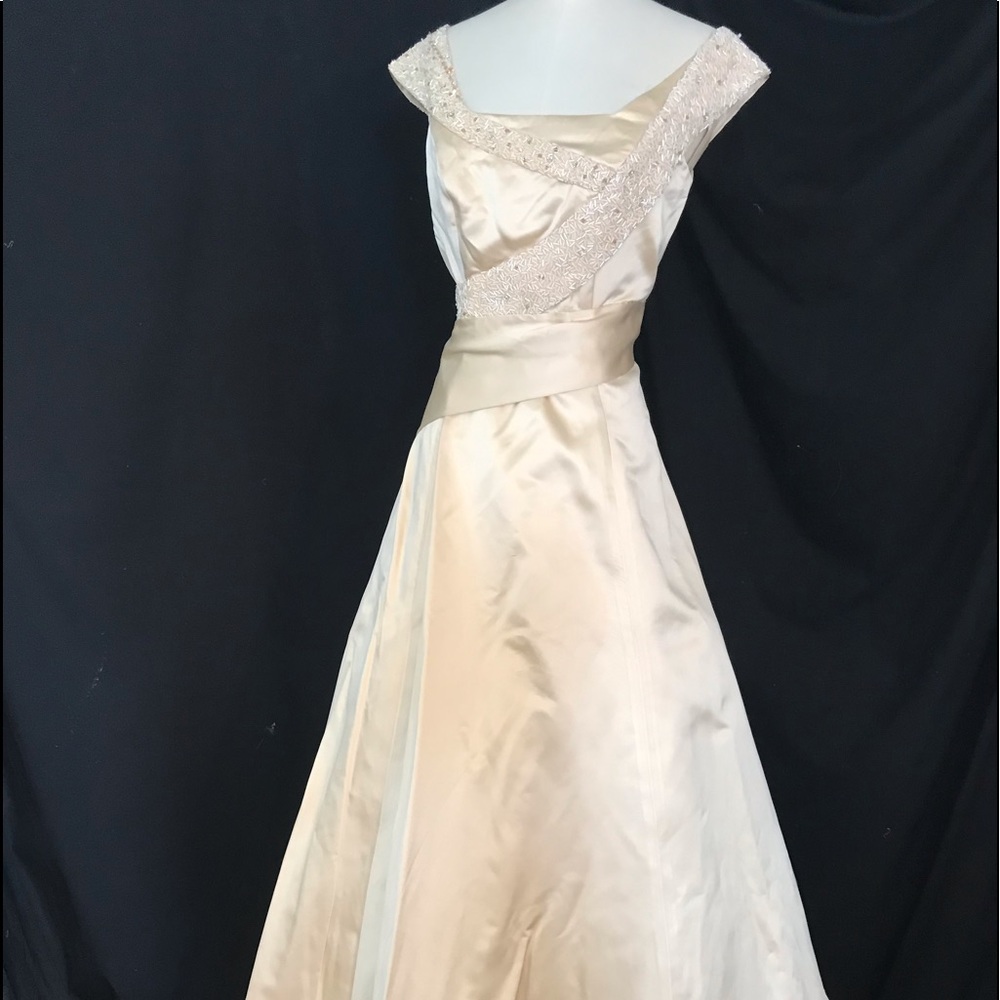 Vintage St. Pucchi 6173 Wedding Gown Champagne Art Deco Wedding Dress 10